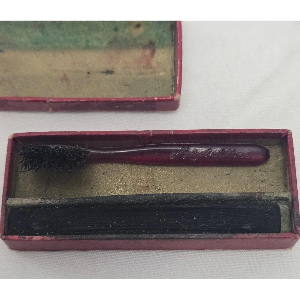 Vintage 1930s Maybelline Velvet Black Mascara Original Brush Original Red Box
